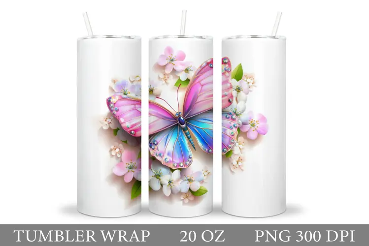 Butterflies Tumbler Design. Butterfly Tumbler Sublimation