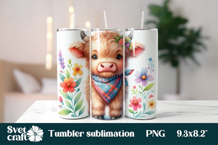 Baby cow flower tumbler sublimation | Farm tumbler