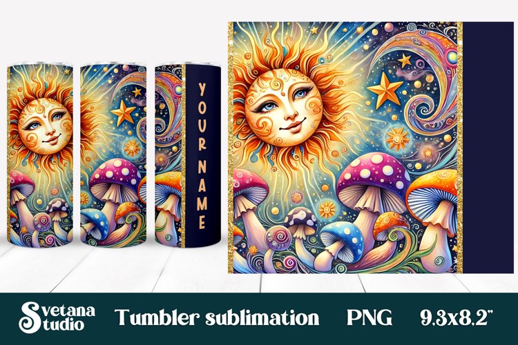 Magic mushroom tumbler wrap | Mystical moon tumbler