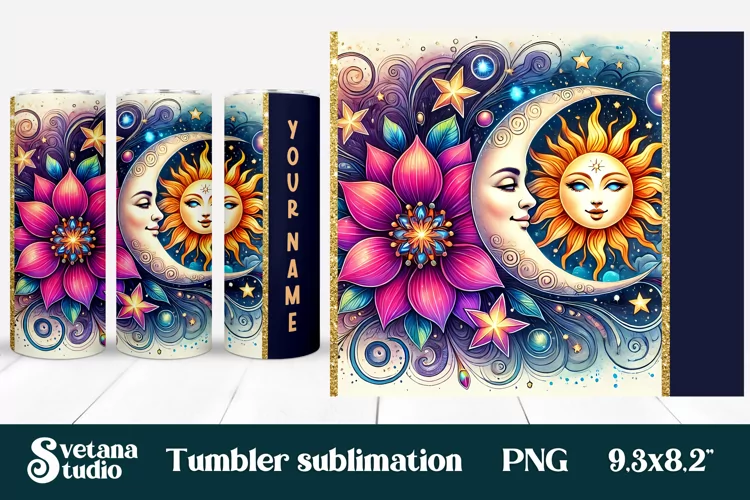 Magic mushroom tumbler wrap | Mystical moon tumbler