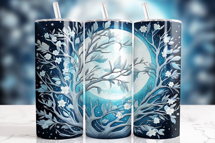 Midnight Blossoms - Moonlit Tree Tumbler Design