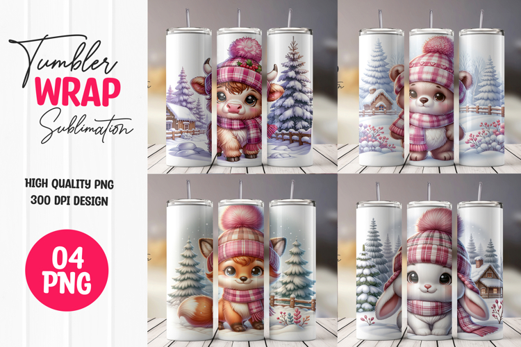 Winter Animals Tumbler Wrap Sublimation