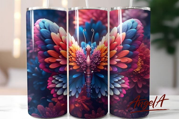 3d butterfly tumbler wrap / summer tumbler wrap 20 OZ