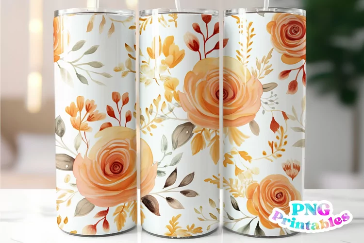 Fall Floral 20 oz Skinny Tumbler Wrap