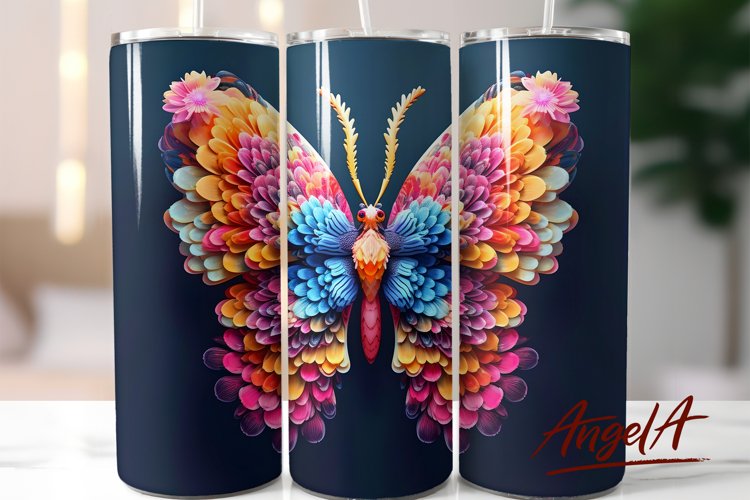 3d butterfly tumbler wrap / 3d tumbler sublimation 20 OZ