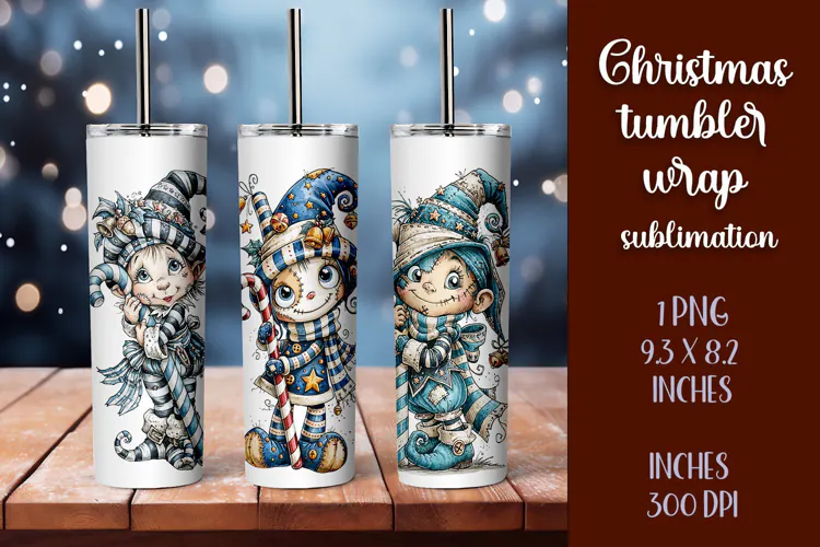 Cute and whimsical Christmas Girl Tumbler Wrap PNG 20oz