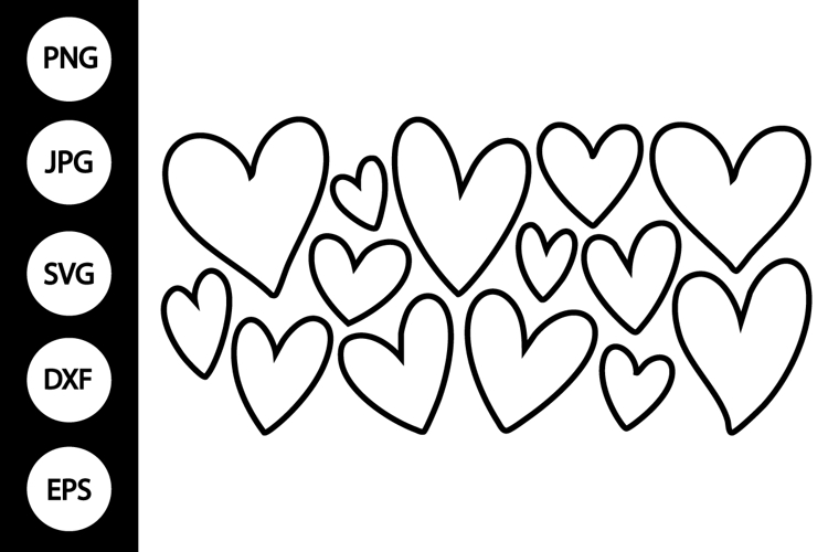 Hearts Outline SVG, Coloring Page