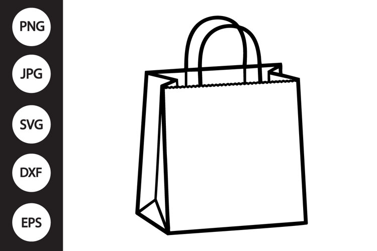 Paper Bag Outline SVG, Coloring Page example image 1