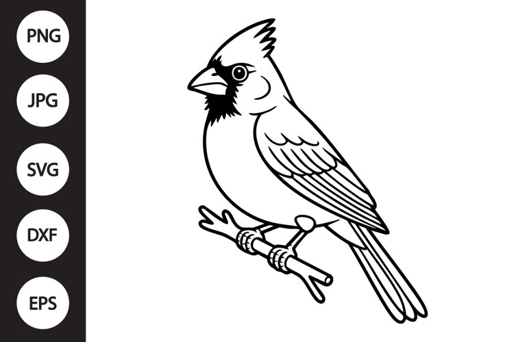 Cardinal Outline SVG, Coloring Page example image 1