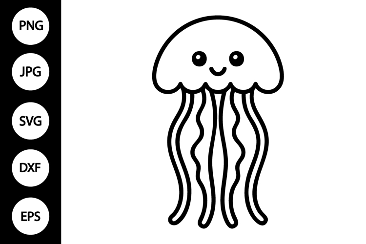 Jellyfish Outline SVG, Coloring Page