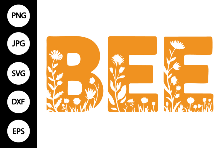 Bee with Flowers Clipart SVG