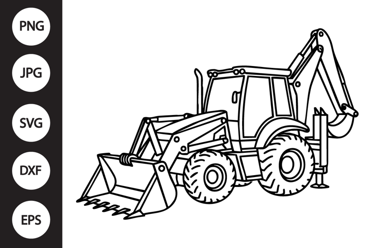 Backhoe Outline SVG, Coloring Page