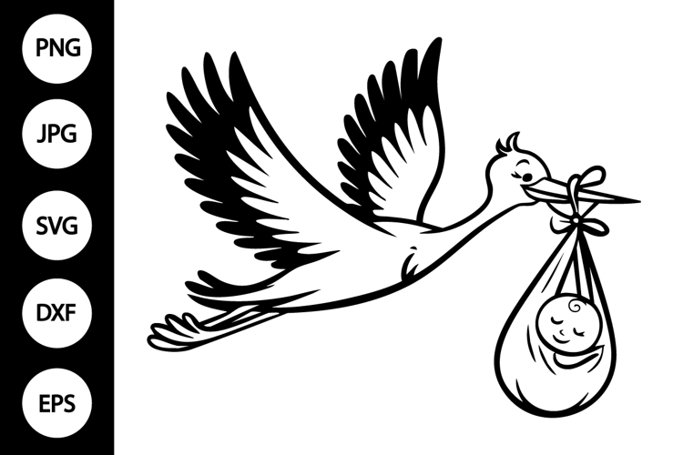 Stork and Baby SVG example image 1
