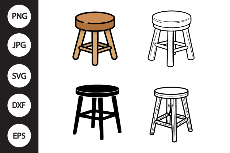 Wooden Stool SVG, Wooden Stool Clipart