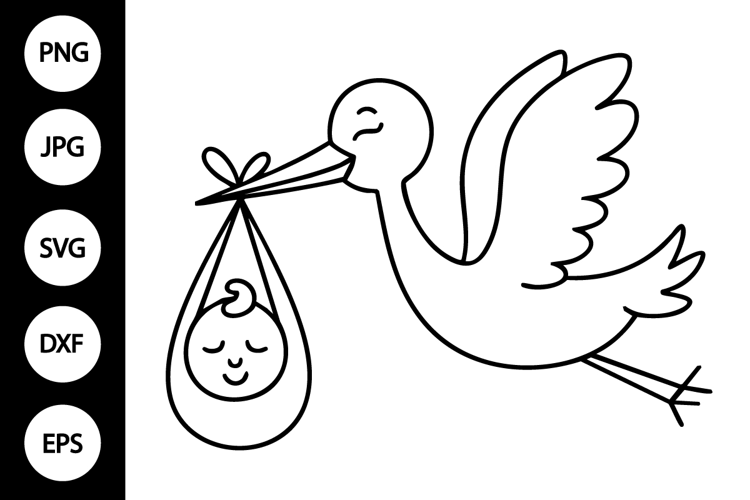 Stork and Baby SVG