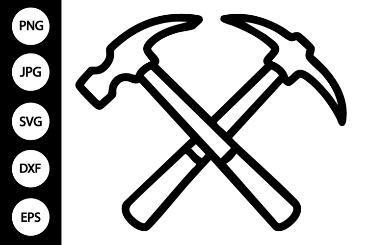 Crossed Hammer and Pick SVG example image 1