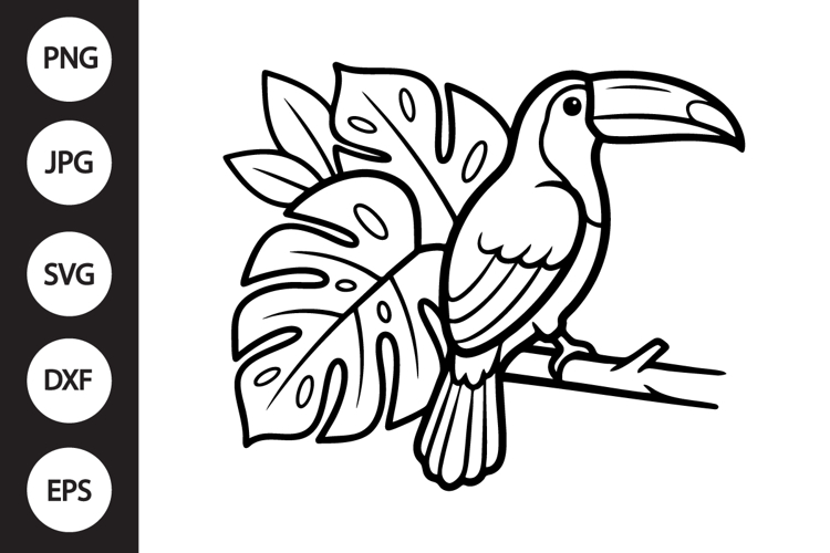 Toucan with Leaf SVG