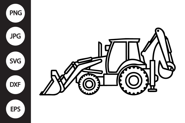 Backhoe Outline SVG, Coloring Page