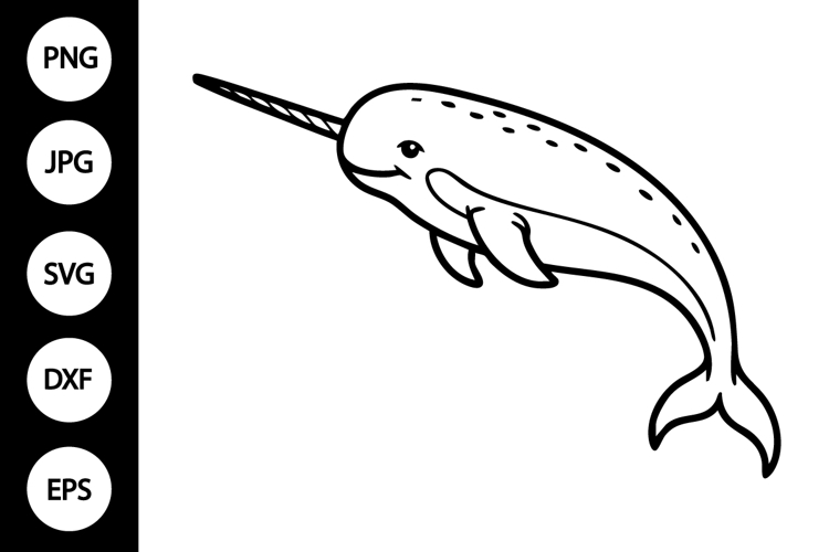 Narwhal Outline SVG, Coloring Page