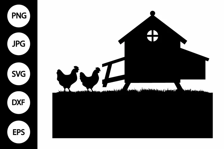 Silhouette Chicken Coop SVG