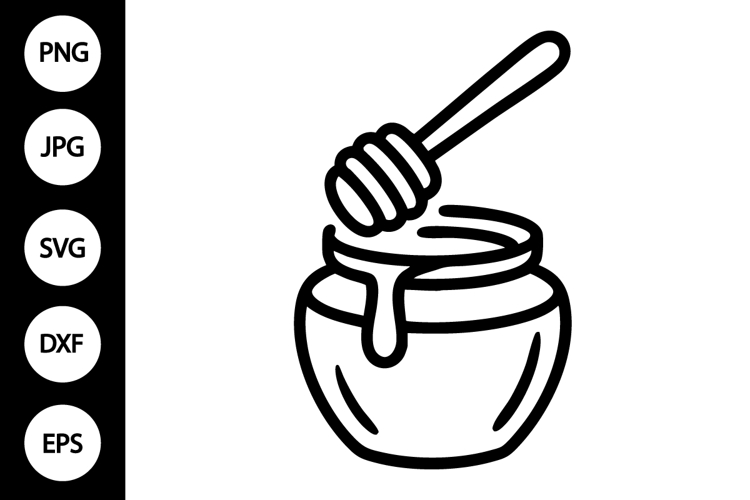 Dripping Honey Jar Outline SVG, Coloring Page