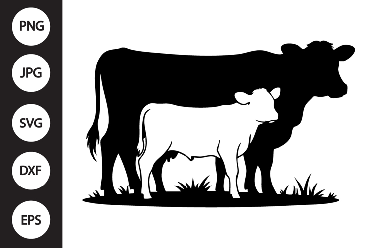 Cow Calf Silhouette Image 5