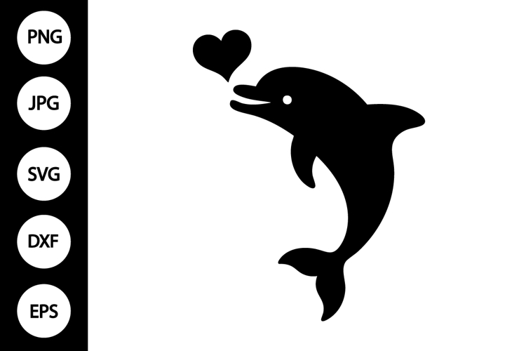Dolphin with Heart Bubble SVG