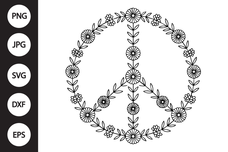 Floral Peace Sign SVG