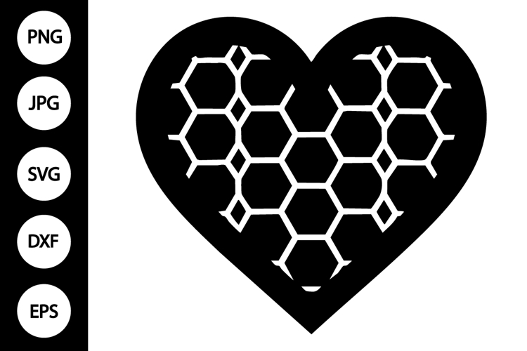 Honeycomb Heart Silhouette SVG