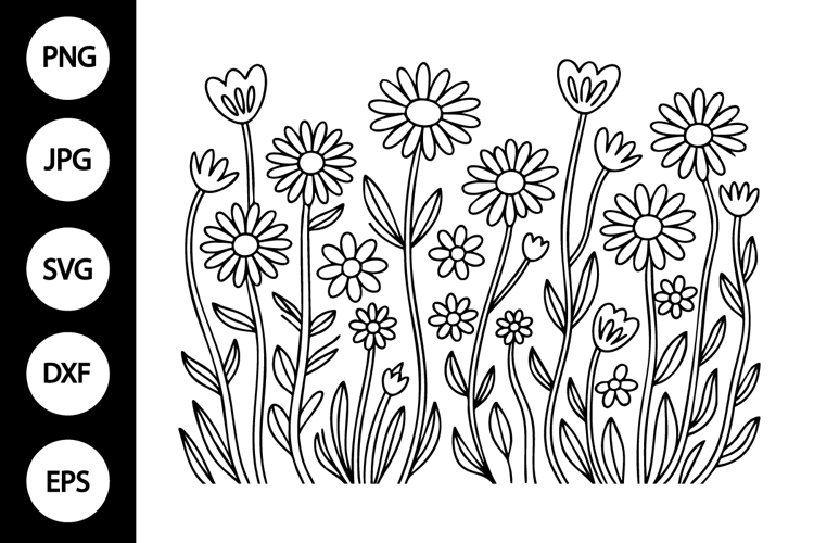 Meadow Flower Outline SVG, Coloring Page