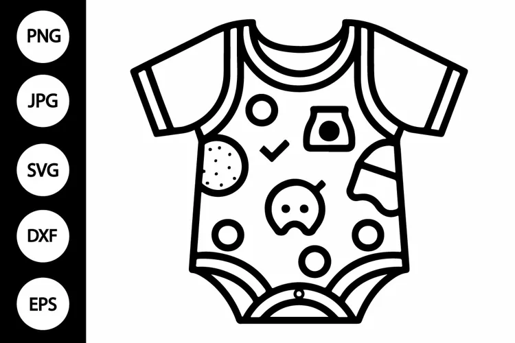 Outline Baby Bodysuit SVG, Coloring Page