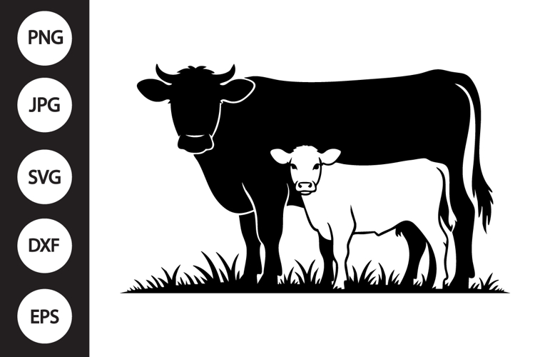 Cow Calf Silhouette Image 6