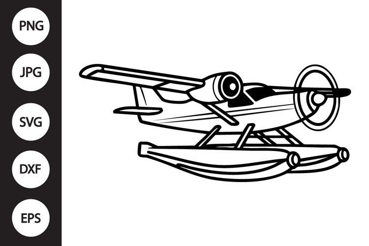 Seaplane Outline SVG, Coloring Page