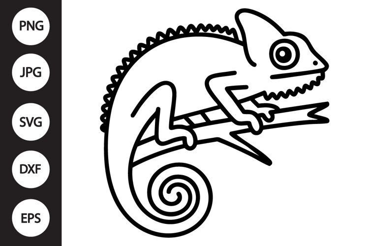 Chameleon Outline SVG, Coloring Page example image 1