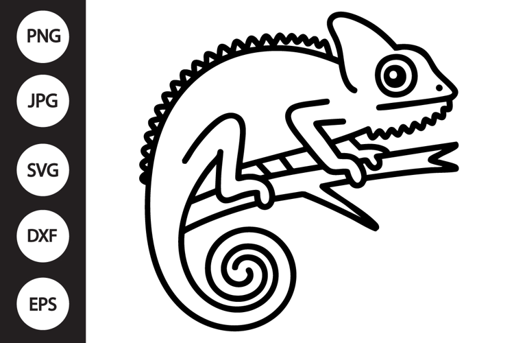 Chameleon Outline SVG, Coloring Page