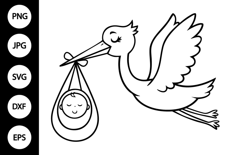 Stork and Baby SVG