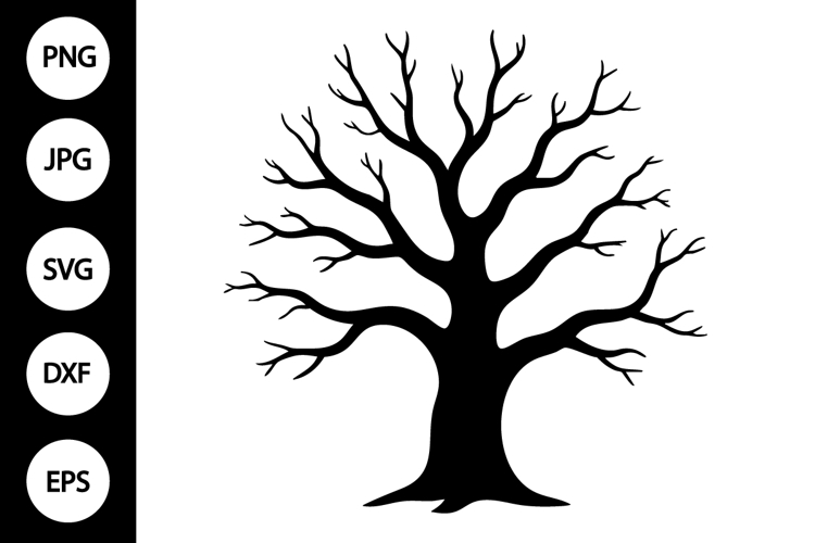 Bare Oak Tree Silhouette SVG