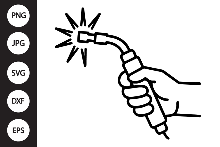 Welding Torch Hand Outline SVG, Coloring Page