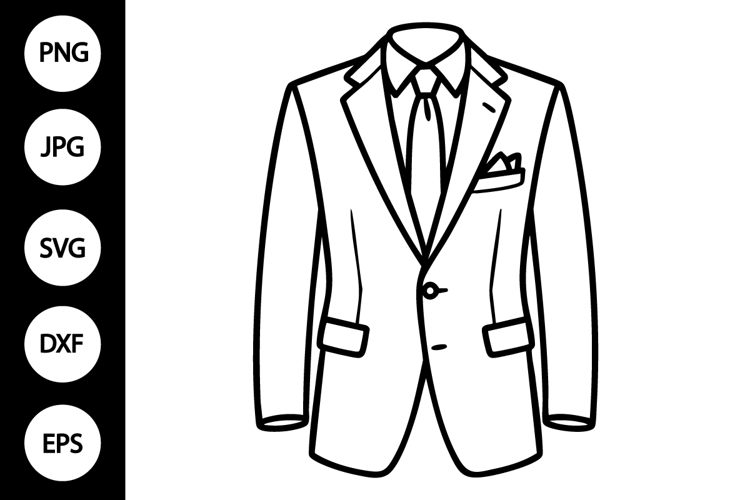 Suit Outline SVG, Coloring Page