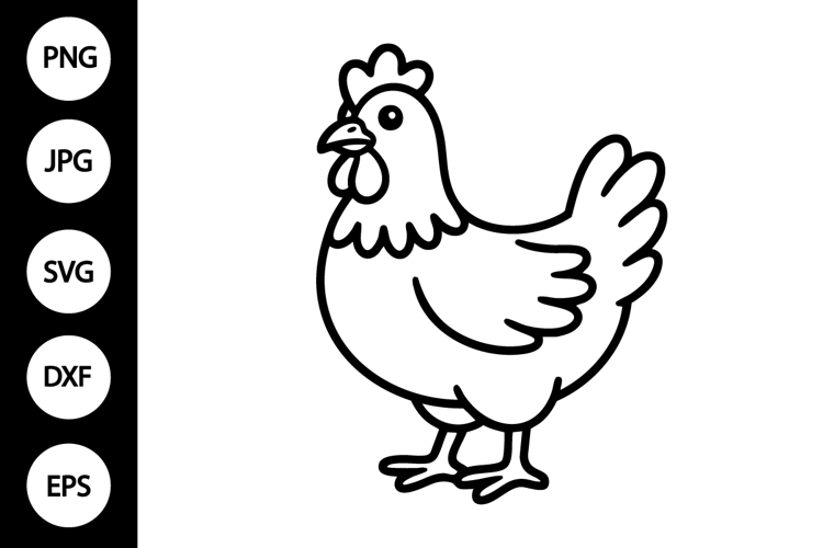 Chicken Outline SVG, Coloring Page