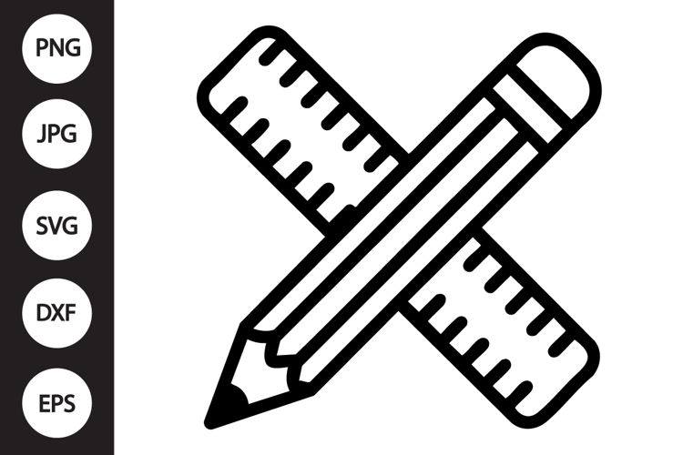 Ruler and Pencil Crossed SVG example image 1