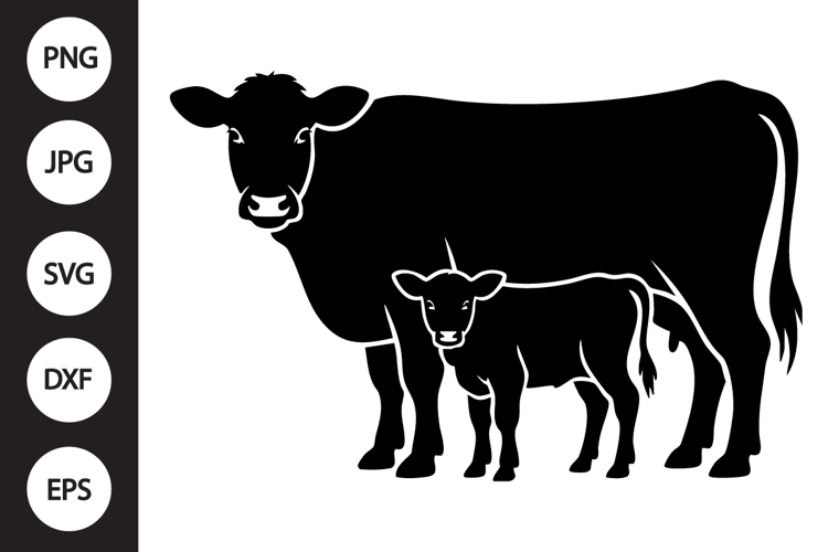 Cow Calf Silhouette Image 2