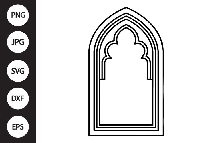 Arabic Window Outline SVG, Coloring Page example image 1