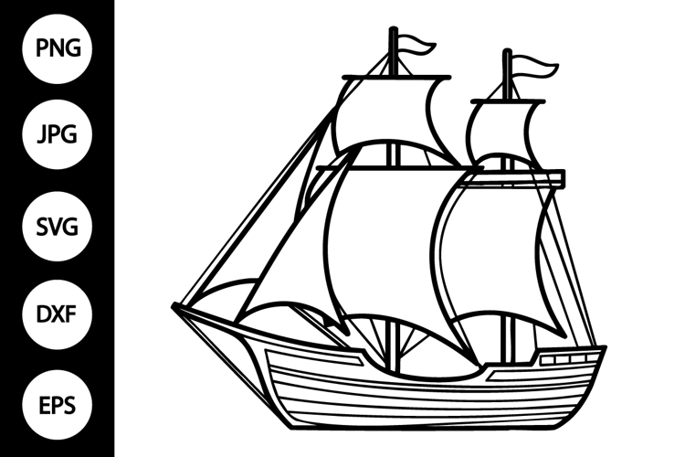 Ship Outline SVG, Coloring Page