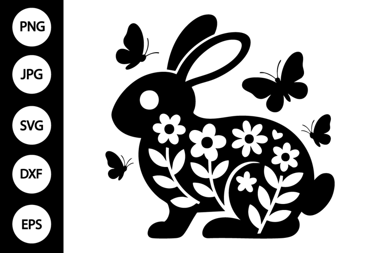 Floral Rabbit SVG