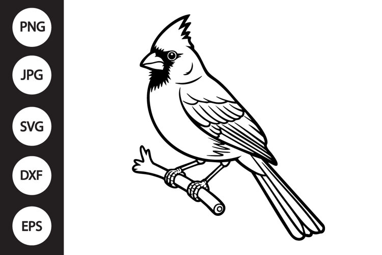Cardinal Outline SVG, Coloring Page example image 1