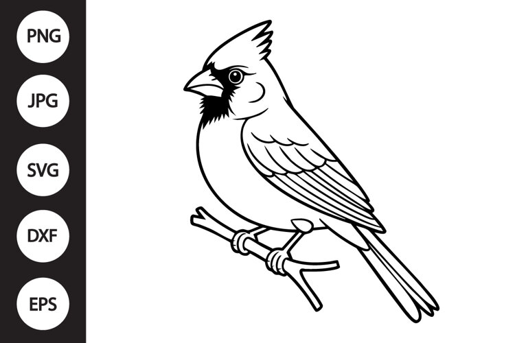 Cardinal Outline SVG, Coloring Page example image 1