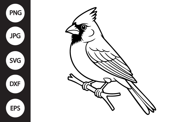 Cardinal Outline SVG, Coloring Page