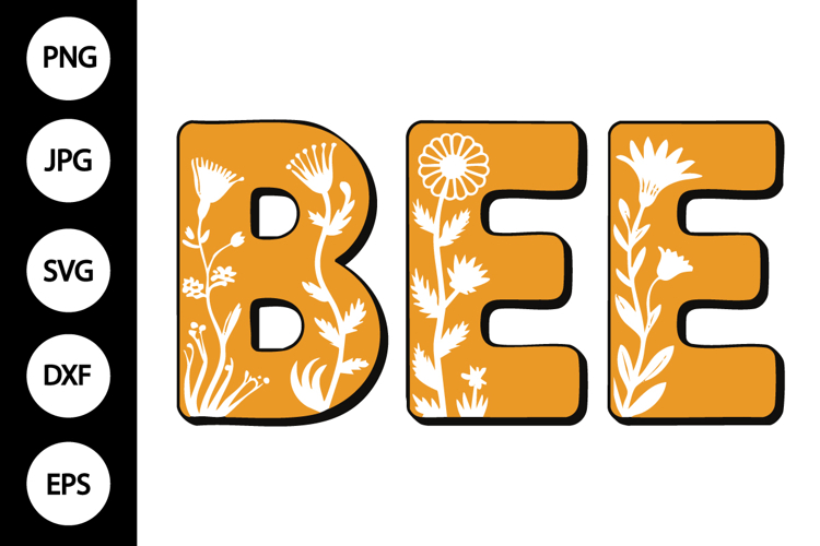 Bee with Flowers Clipart SVG