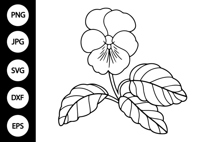 Outline African Violet SVG, Coloring Page example image 1